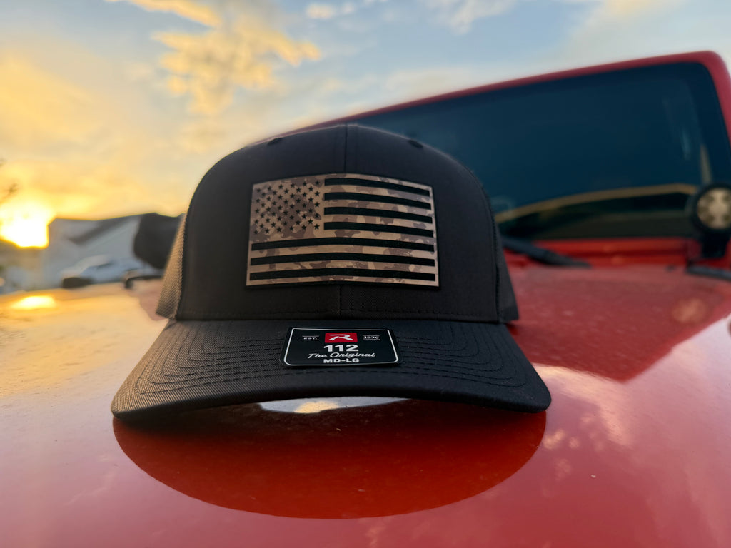 Grey Camo Flag Patch Hat