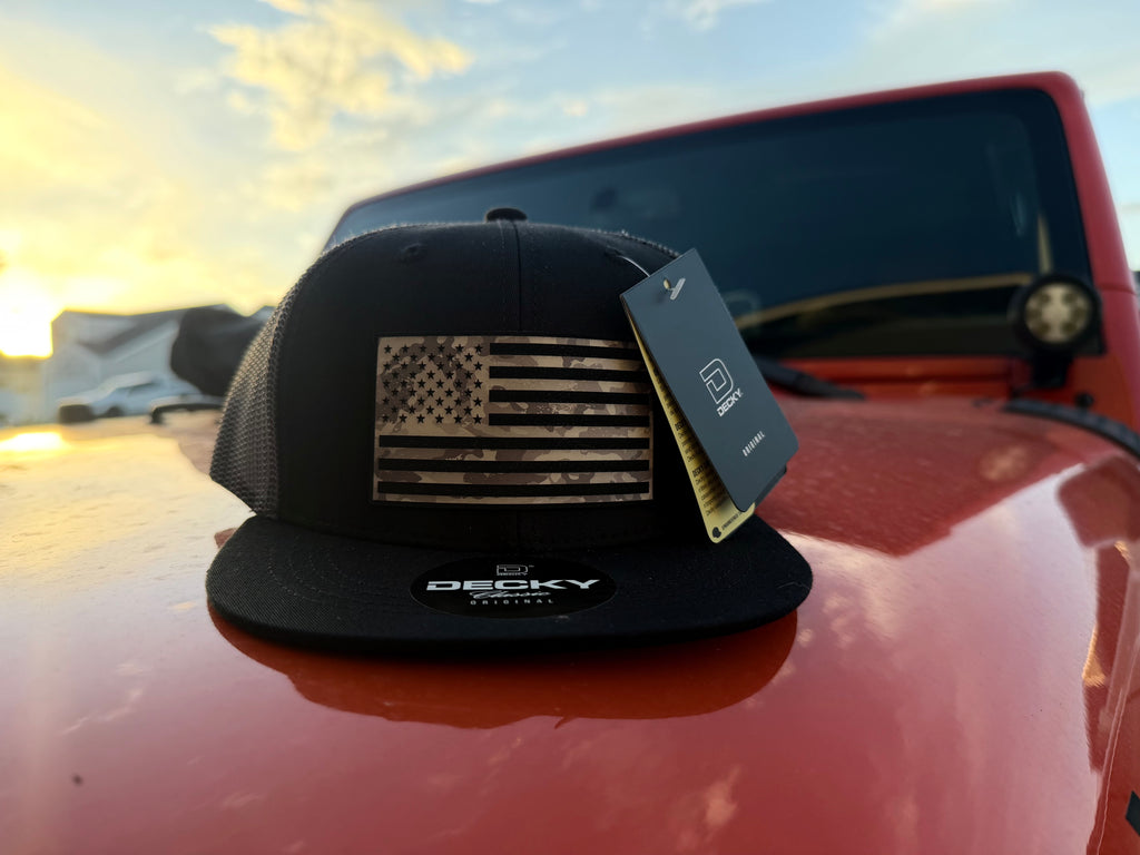Grey Camo Flag Patch Hat