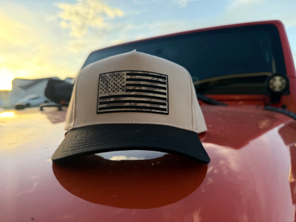 Grey Camo Flag Patch Hat